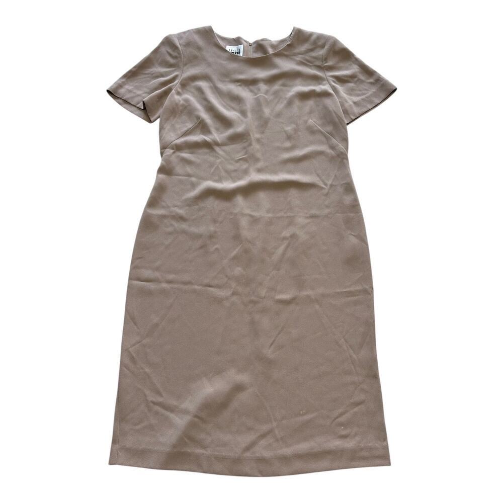 Vintage Dress Womens Size 8 Beige Petite Modest Everyday Wear
